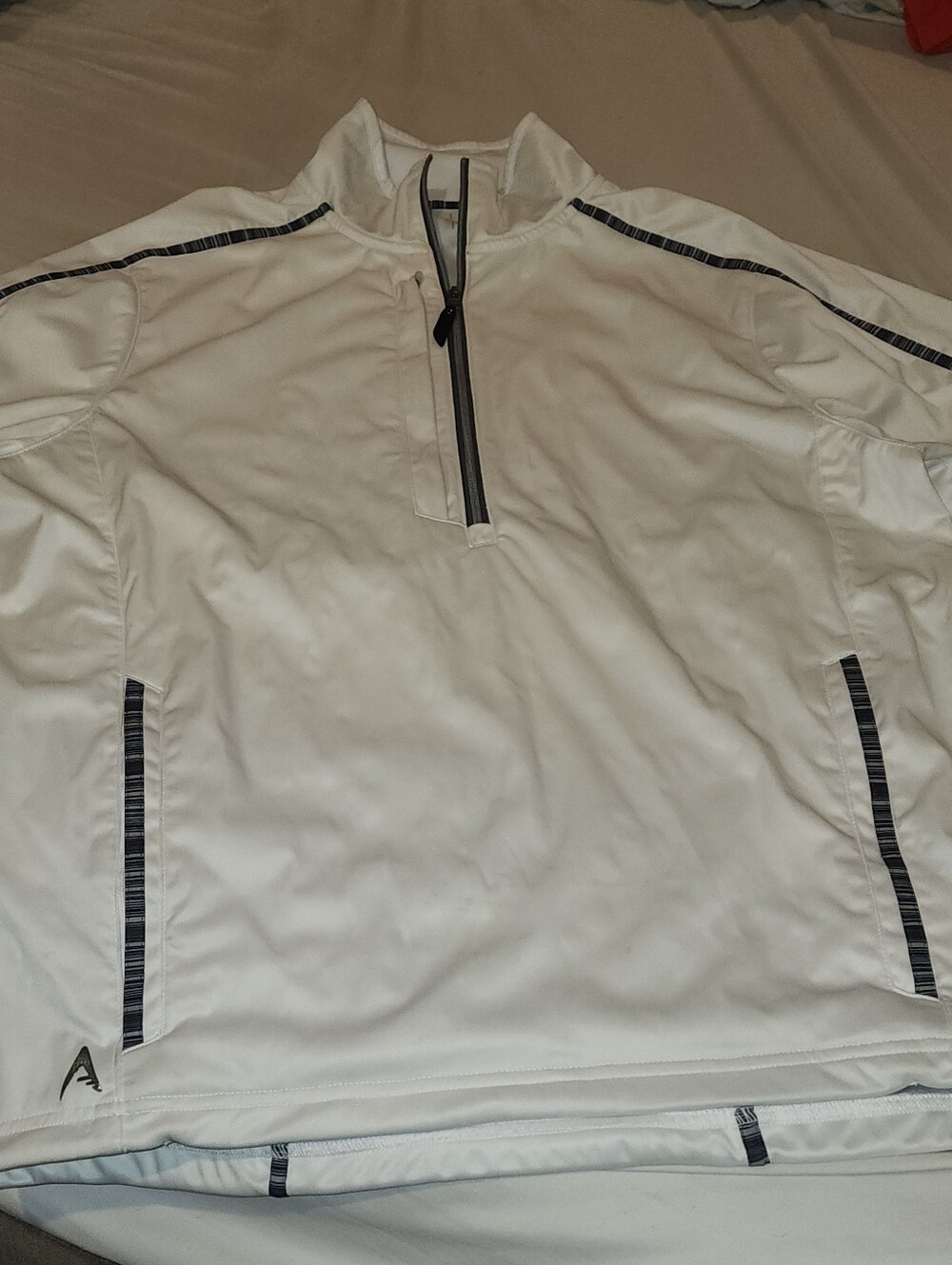 Mens Lg Antigua White Quarter-Zip Performance Short Sleeve